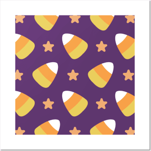 Candy Corn cute spooky Halloween themed pattern background Posters and Art